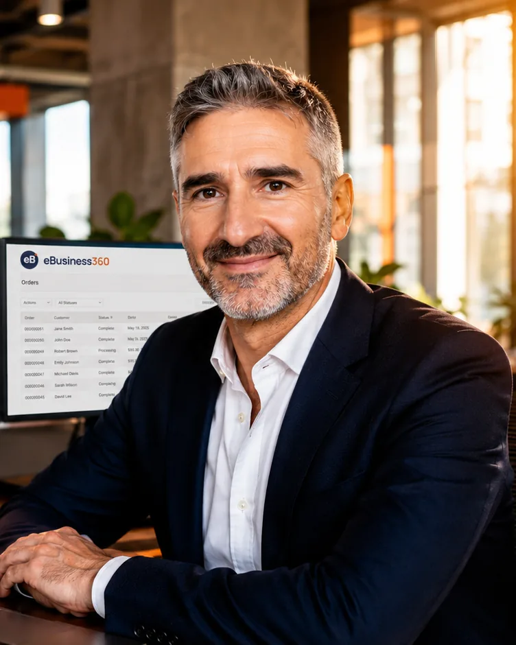 Maxime LESGUILLIER, fondateur d'eBusiness360, à son bureau