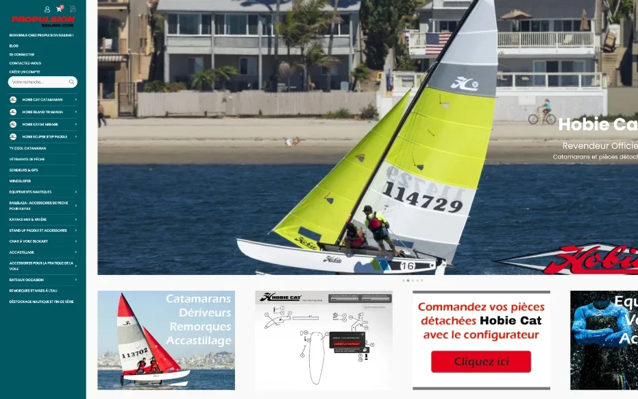 Page d'accueil de la boutique Propulsion Sailing