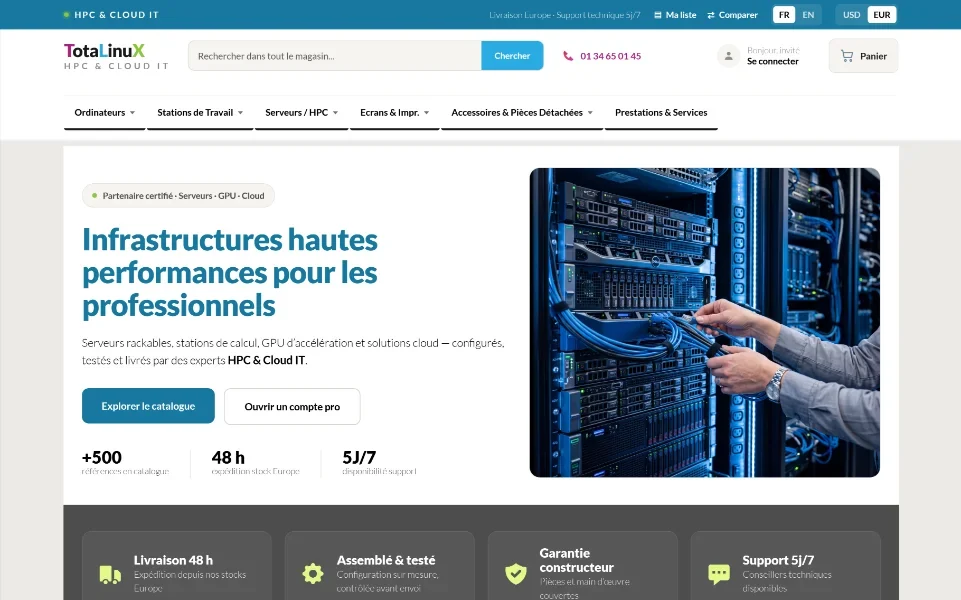 Page d'accueil de la boutique Totalinux